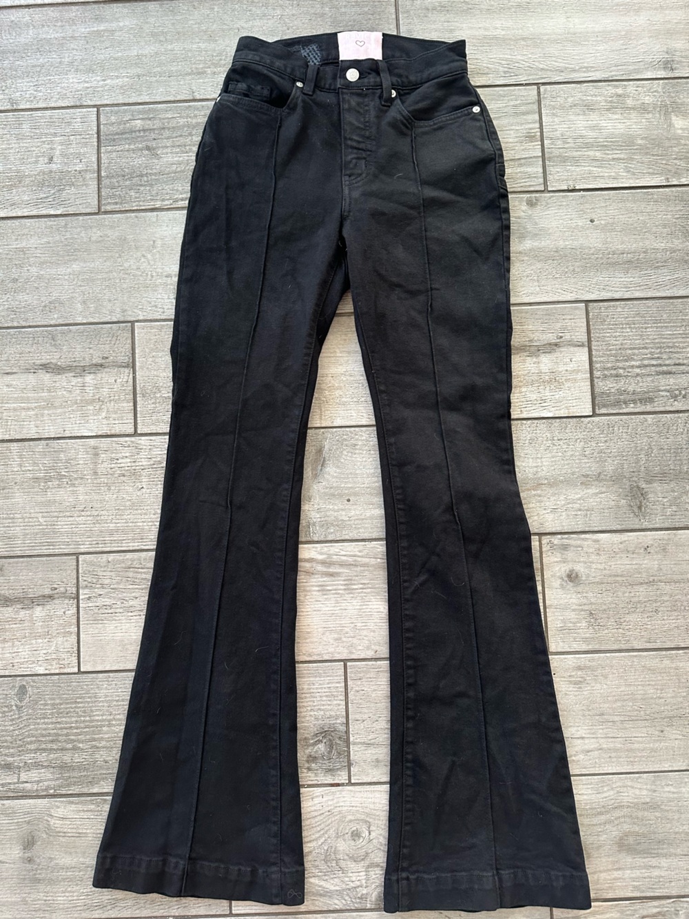 Revice Venus Jet Black Flare Jeans 25 Made in USA High Rise Stretch
